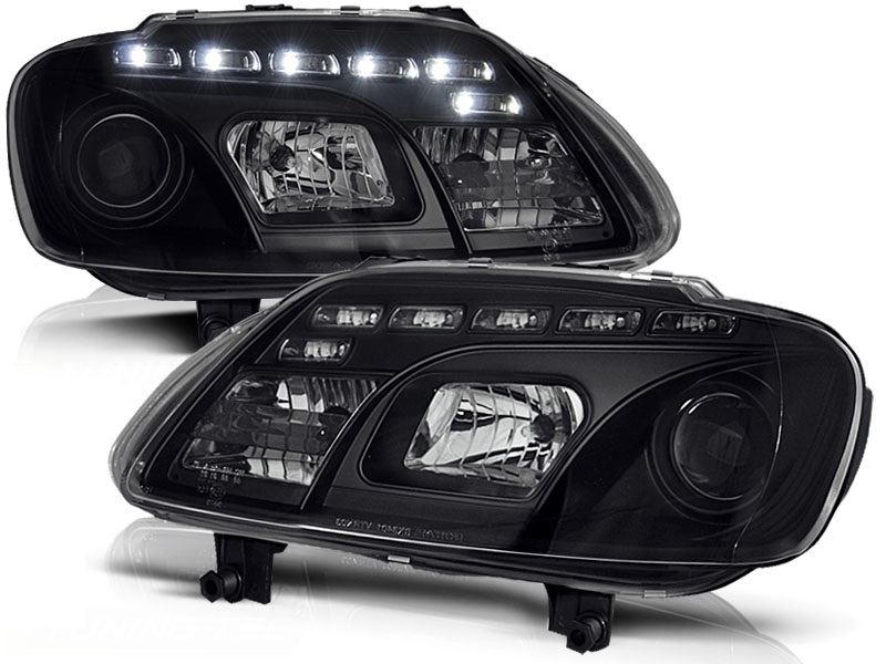 Koplampen passend voor VW Touran 03-06 DRL look Devil Eyes Zwart