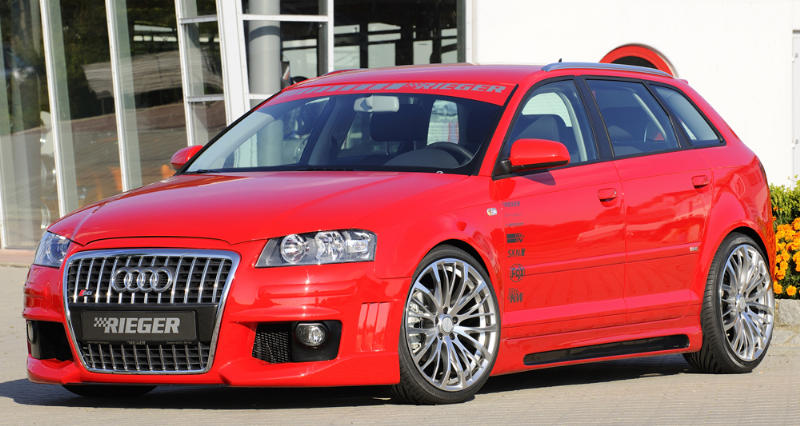 Zijskirts passend voor Audi A3 8P Sportback ABS Carbon-look Rieger