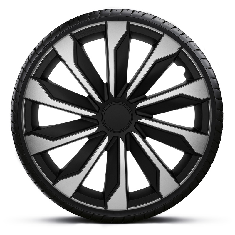 4-Delige Wieldoppenset Typhoon 16-inch zilver/zwart