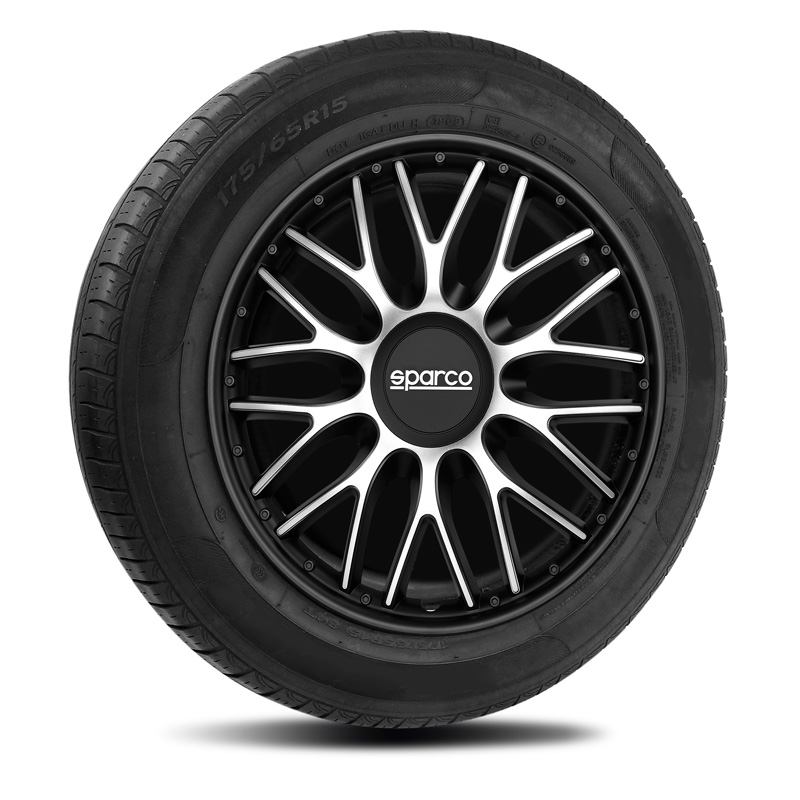 Sparco Wieldoppen Roma - 16-inch - Zilver/Zwart - Set van 4 stuks