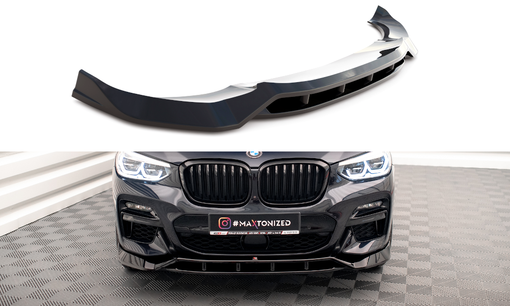 Voorspoiler V.2 BMW X3 M Pakket / M40D / M40i G01 Maxton Glans Zwart