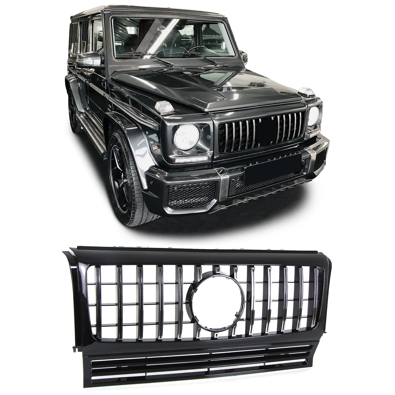 Grill passend voor Mercedes W463 G-Klasse 90-18  zwart chroom