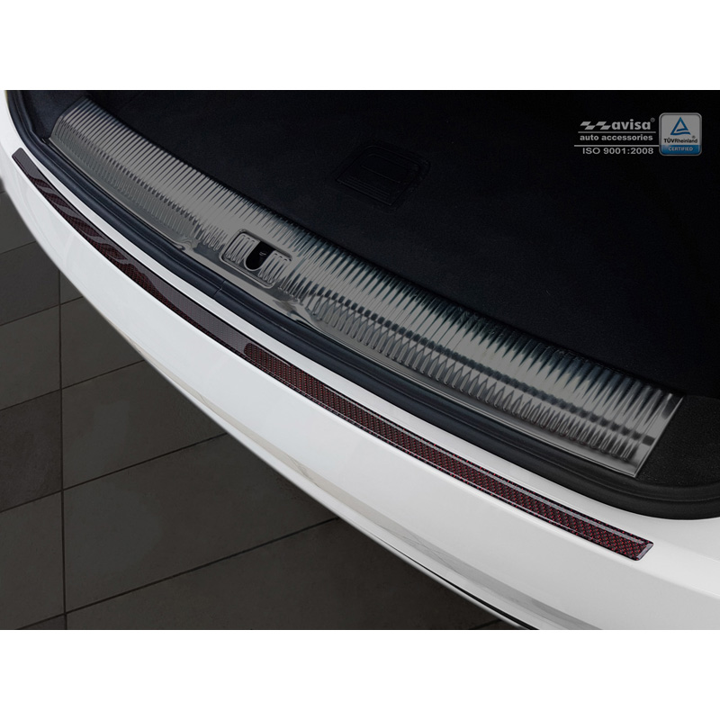 Carbon Achterbumperprotector  Audi Q3 2011-2015 & 2015- Rood-Zwart Carbon