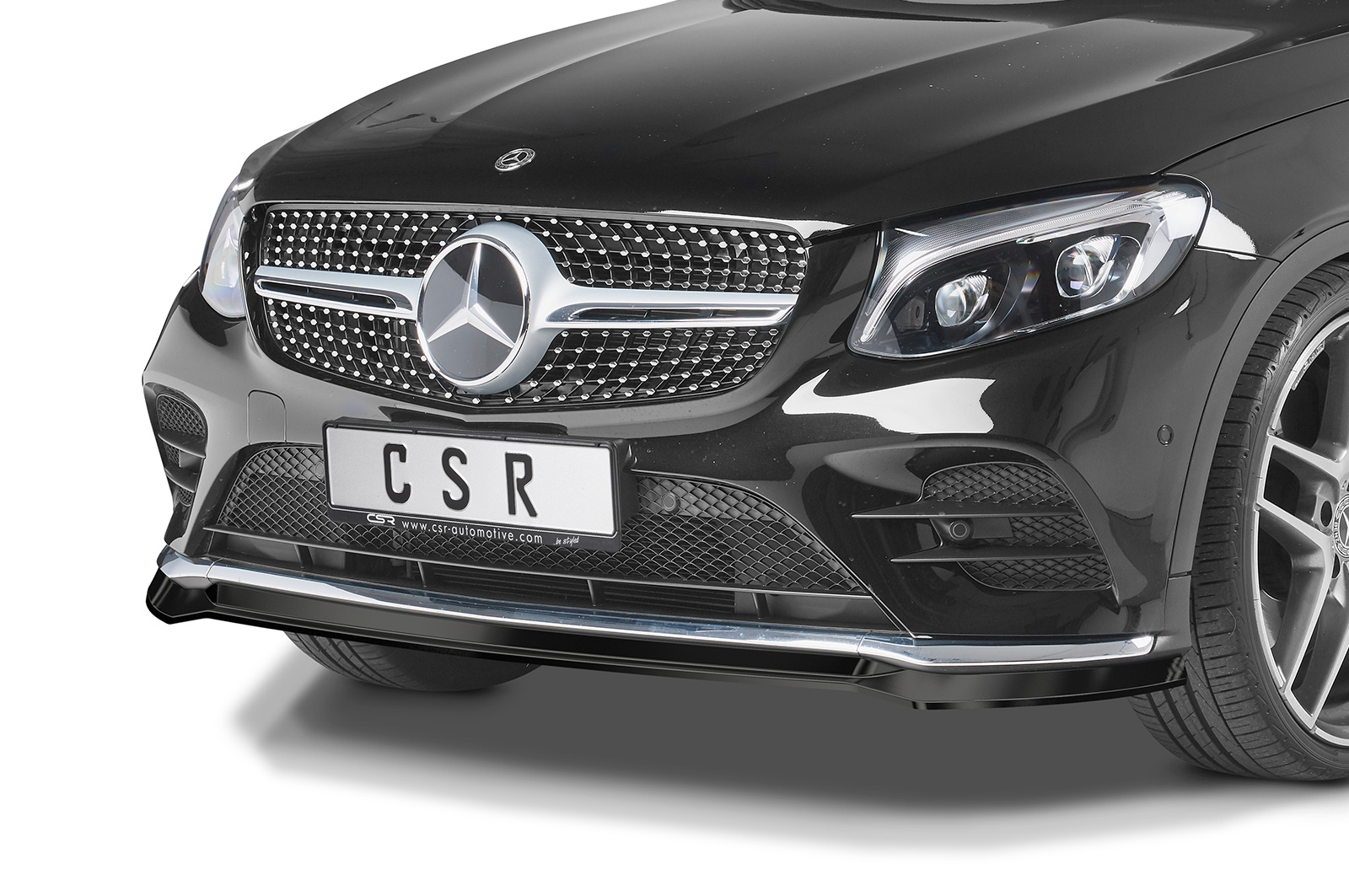 Voorspoiler passend voor Mercedes Benz GLC C253 CSR Glans Zwart