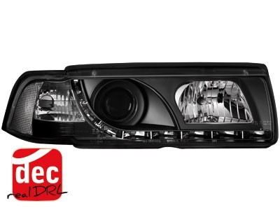 Koplampen passend voor BMW E36 Coupe/Cabrio 92-98 Devil Eyes real DRL LED Zwart