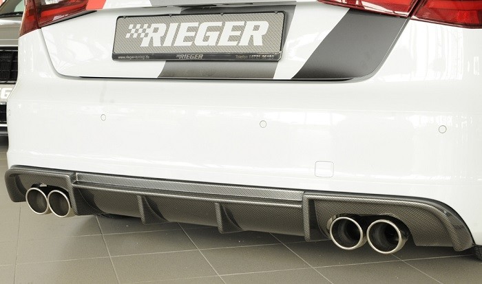 Achterbumper Diffuser passend voor Audi A3 8V 12-16 3deurs/Sportback Rieger Carbon-look