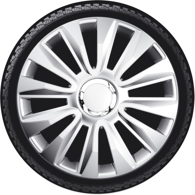 4-Delige Wieldoppenset Avalone Pro 13-inch zilver + chroom ring