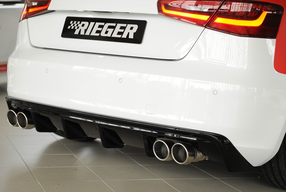 Achterbumper Diffuser passend voor Audi A3 8V 12-16 Rieger Glans Zwart Duplex