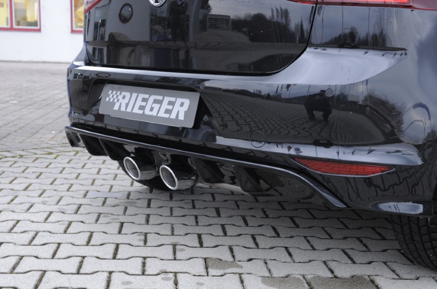 Diffuser passend voor VW Golf 7 R-line Rieger dubbele uitlaat glans zwart