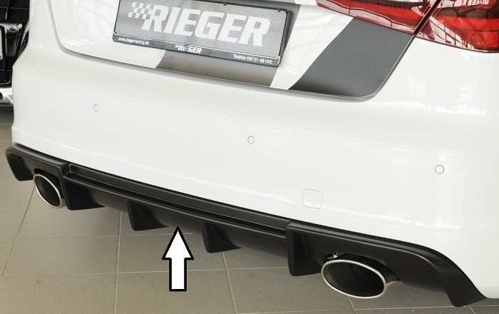 Achterbumper Diffuser passend voor Audi A3 8V 12-16 3deurs/Sportback Rieger ABS