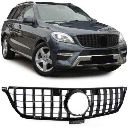 Grill passend voor Mercedes ML W166 11-15 GT Design Glans Zwart
