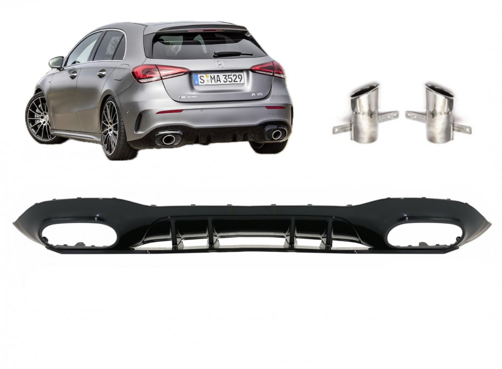 Diffuser passend voor Mercedes A klasse W177 A35 Look Chroom Sierstukken