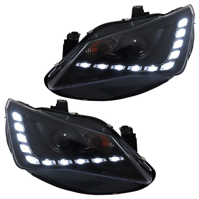 Koplampen passend voor Seat Ibiza 6J 12-15 LED Real-DRL Zwart