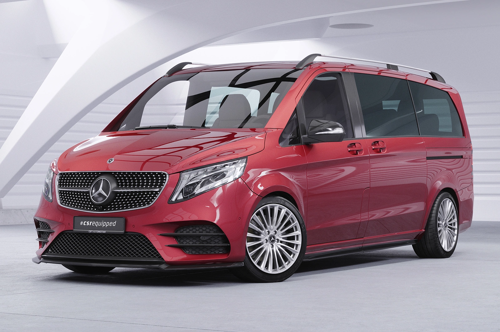 Voorspoiler passend voor Mercedes-Benz V-Klasse 447 AMG-Line glans zwart