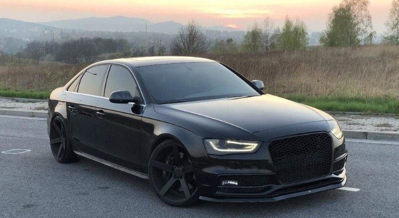 Voorspoiler passend voor Audi S4 / A4 S-Line B8 FL V.1 Glanzend Zwart