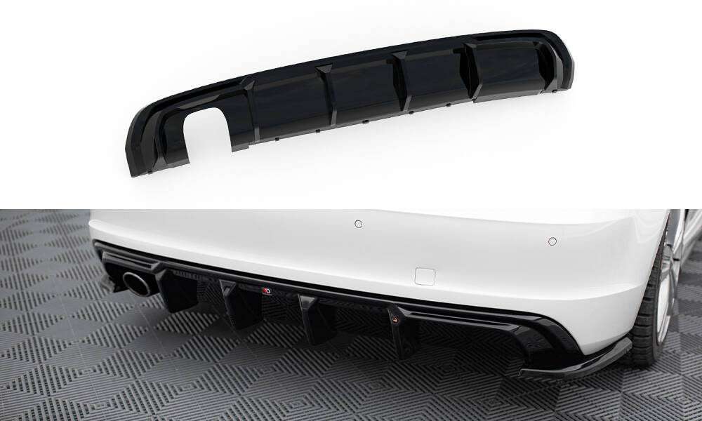 Achter Diffuser passend voor Audi A3 S-Line Sportback 8V Maxton Glanzend zwart