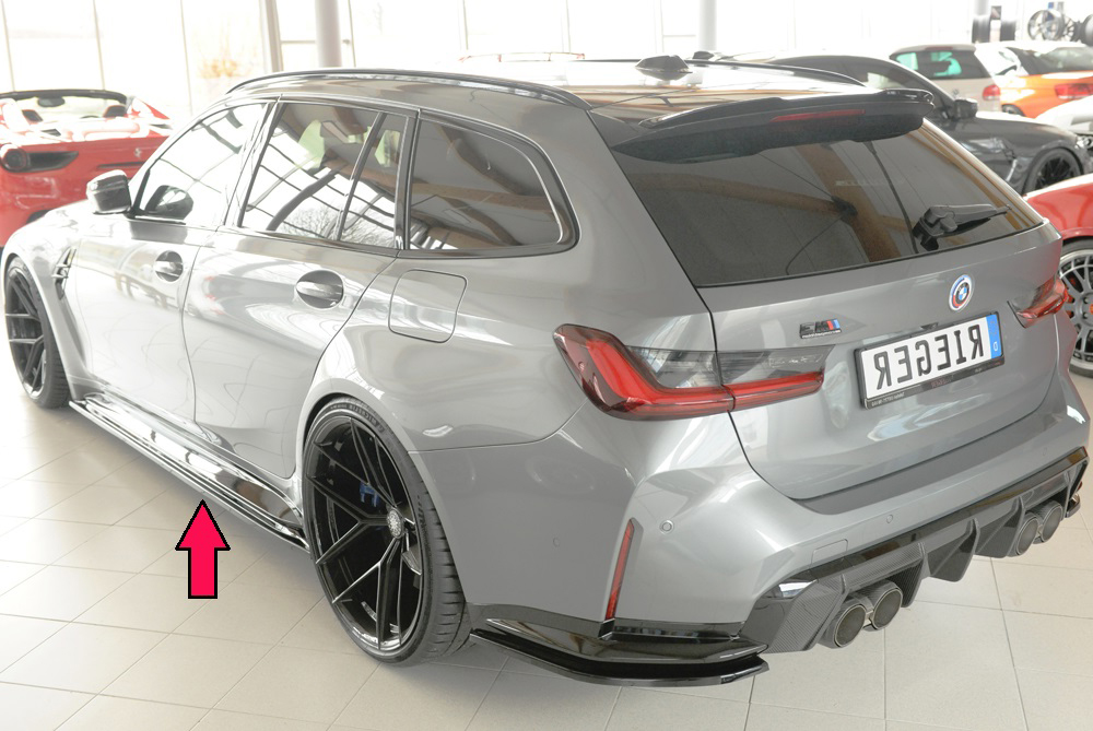 Zijskirts passend voor BMW 3-series G80 M3 (G234M): 03.2021 glans zwart