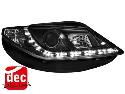 Koplampen passend voor Seat Ibiza 6J 08-.. LED Devil Eyes DRL look zwart