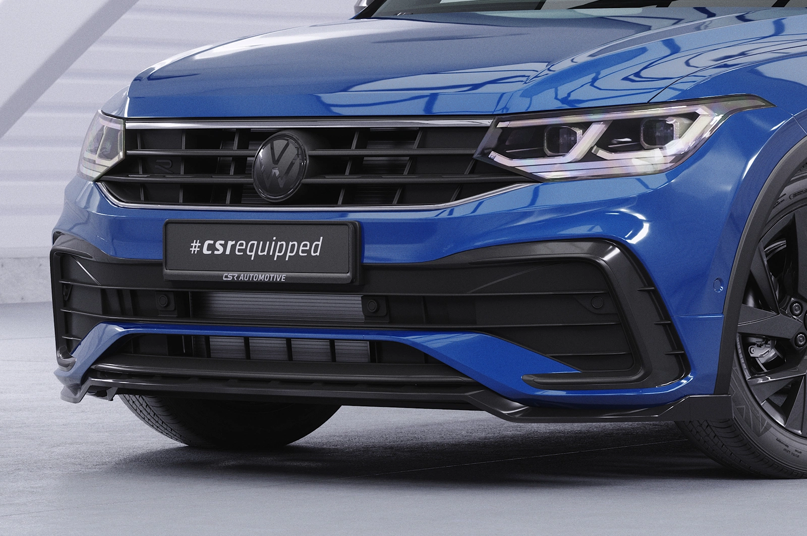 Voorspoiler passend voor VW Tiguan II (Typ AD1) R-Line 09/2020–heden (Facelift) – CSR Automotive – Glans Zwart