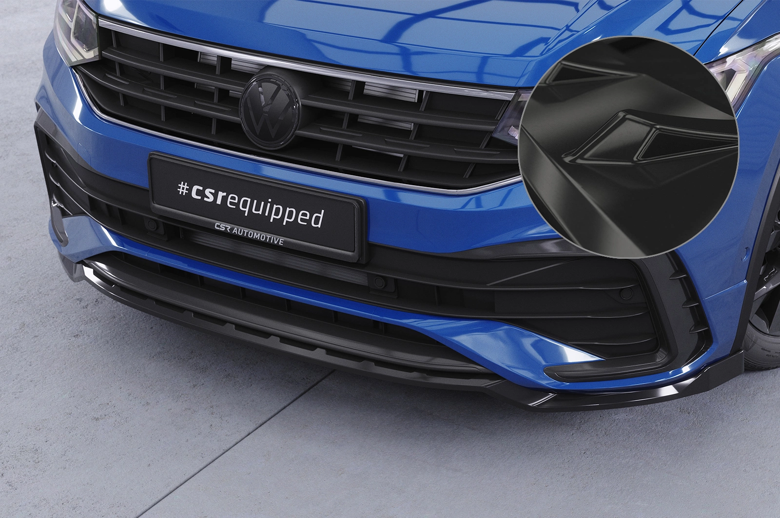 Voorspoiler passend voor VW Tiguan II (Typ AD1) R-Line 09/2020–heden (Facelift) – CSR Automotive – Glans Zwart