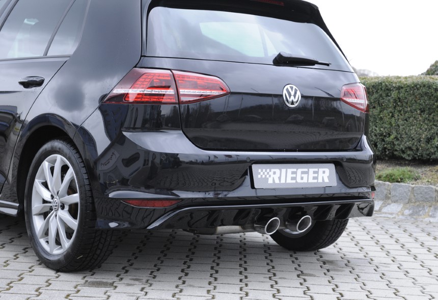 Diffuser passend voor VW Golf 7 R-line Rieger dubbele uitlaat glans zwart