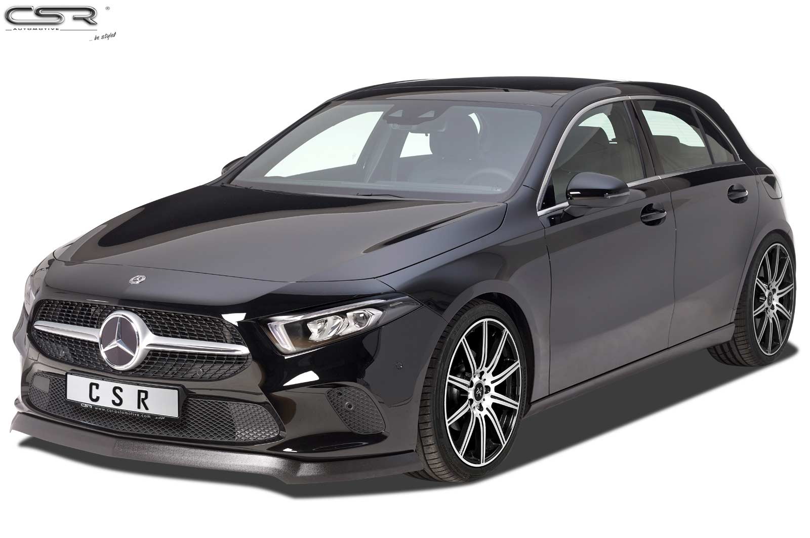 Voorspoiler passend voor Mercedes A-Klasse W177 Glans Zwart
