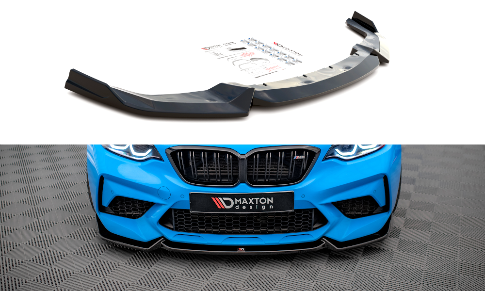 Voorspoiler V.2 BMW M2 F87 Competition Maxton Glans Zwart