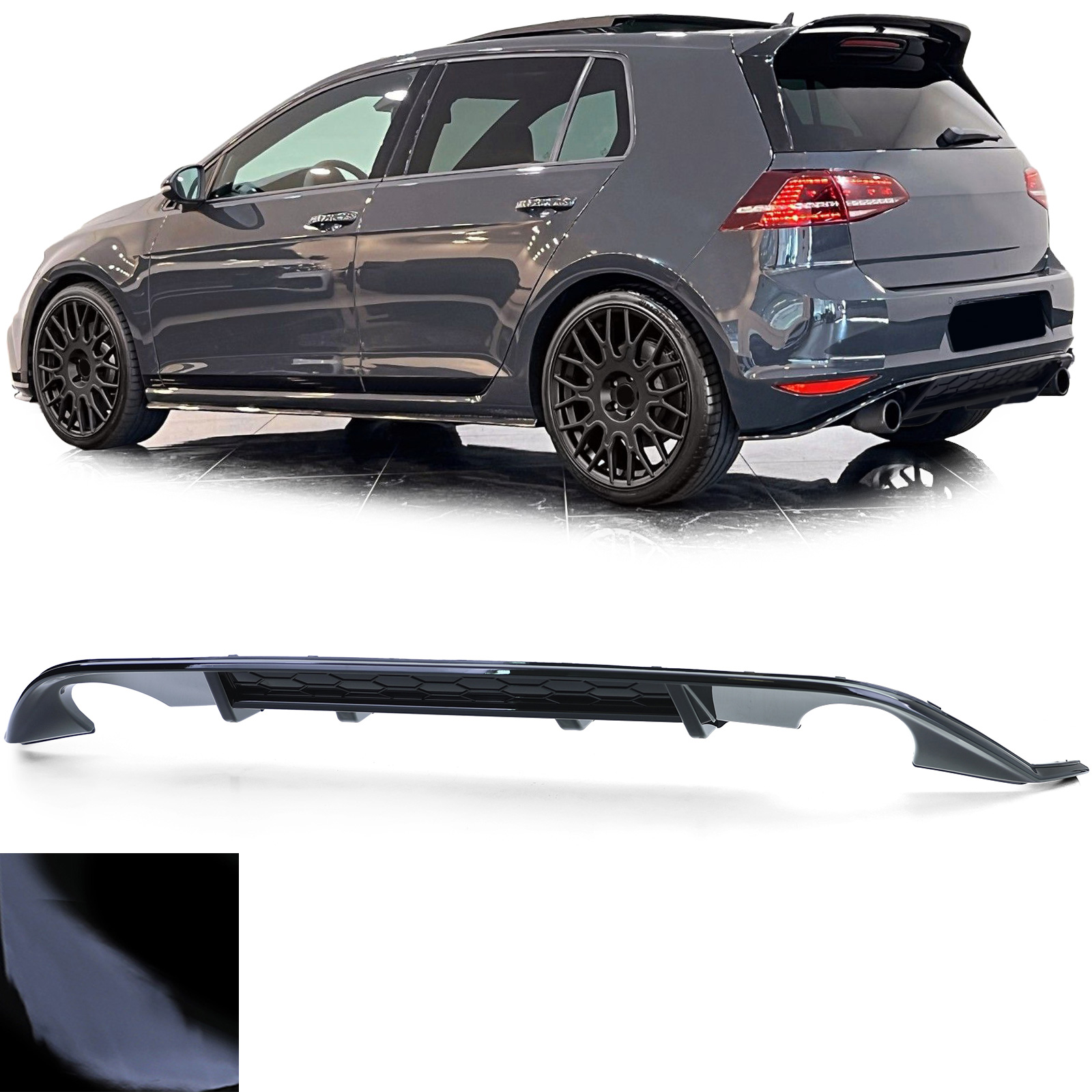 Diffuser passend voor VW Golf 7 GTI 13-17 Glans Zwart