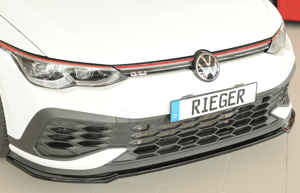 Voorspoiler passend voor Volkswagen Golf 8 GTI Clubsport Rieger Glans Zwart