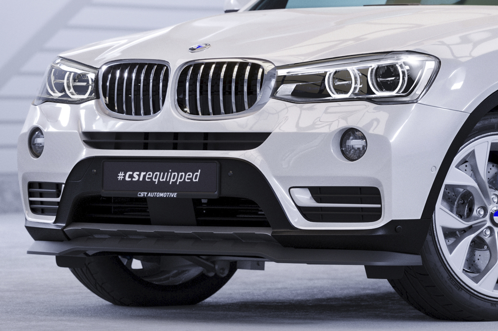 Voorspoiler passend voor BMW X3 F25 LCI CSR Glans Zwart