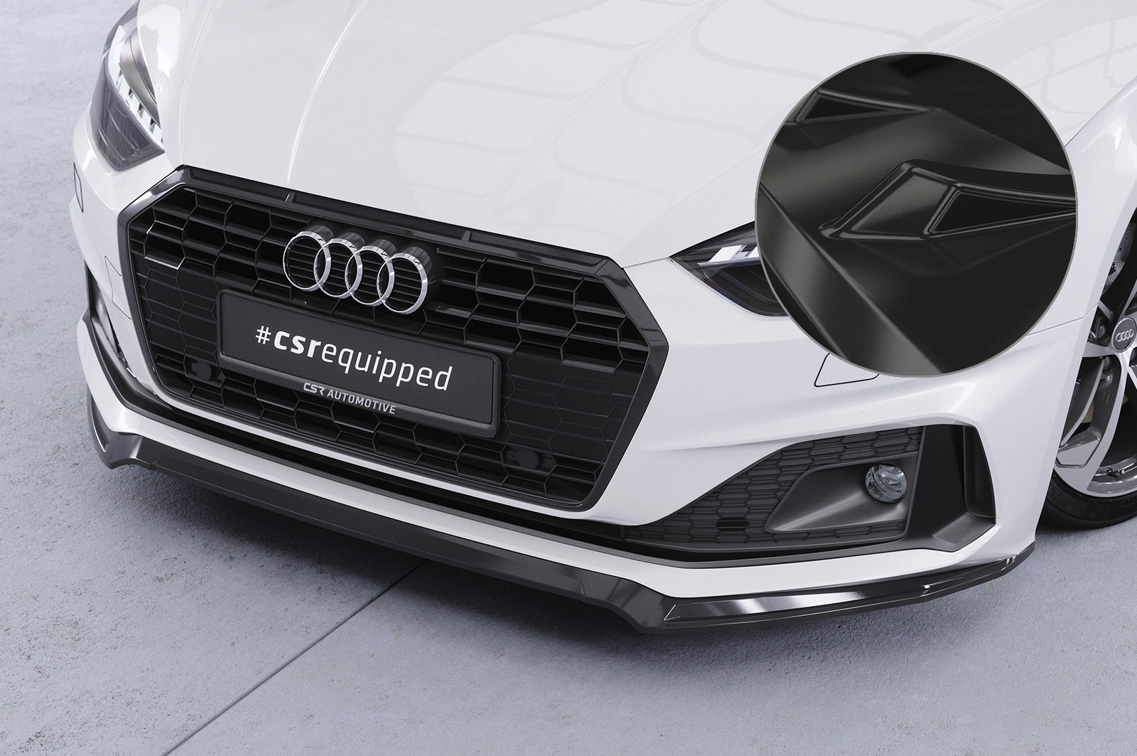 Voorspoiler passend voor Audi A5 F5 Basis / Advanced Glans Zwart van CSR Automotive (Facelift 2019-)