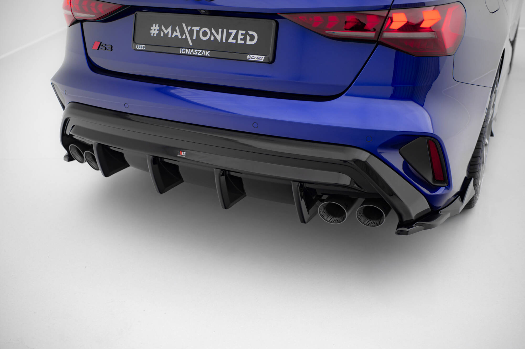 Achter Diffuser passend voor Audi S3 Sedan 8Y Facelift Maxton Glanzend zwart