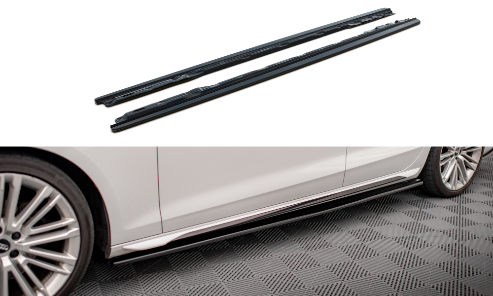 Zijskirts passend voor Audi S4 / A4 S-Line B9 Maxton Glanzend Zwart