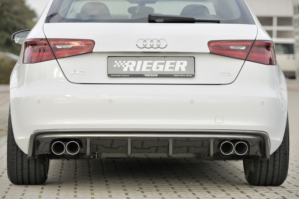 Achterbumper Diffuser passend voor Audi A3 8V 12-16 Rieger Carbon Look Duplex