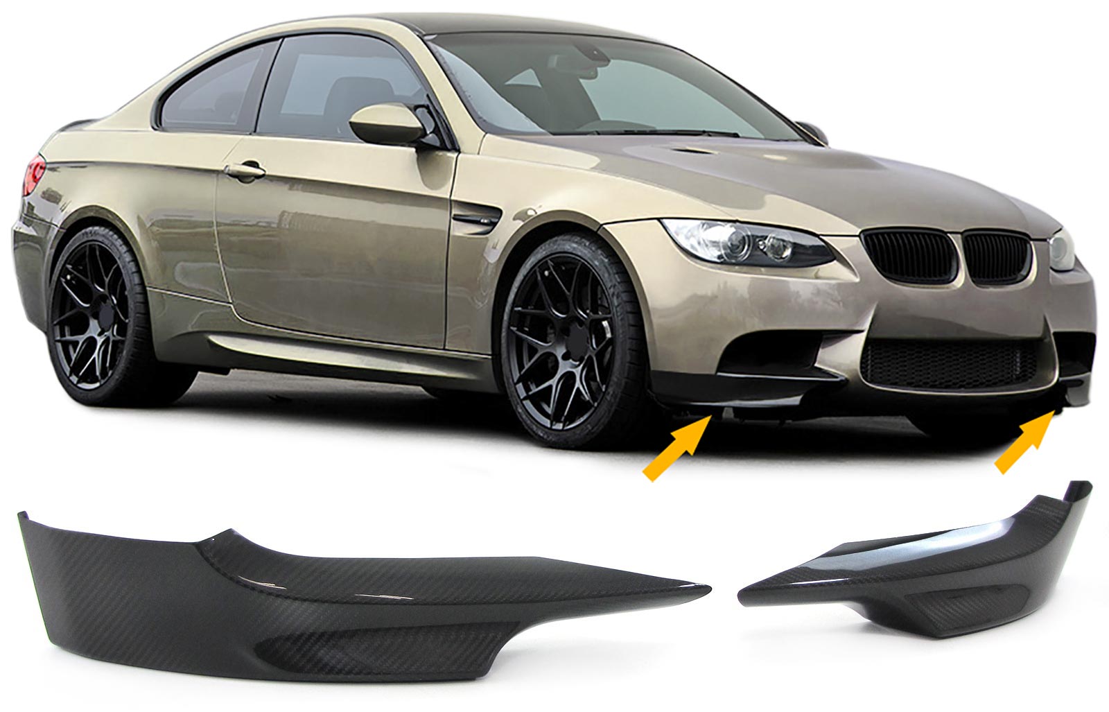 Carbon Front Flaps Spoiler passend voor BMW 3  E92/E93 Serie Coupe/Cabrio E93 06-10