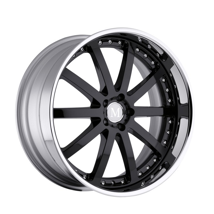 Velgen Mandrus Velo 22x9 5x112 ET35 Glanzend Zwart + Chromen Ran