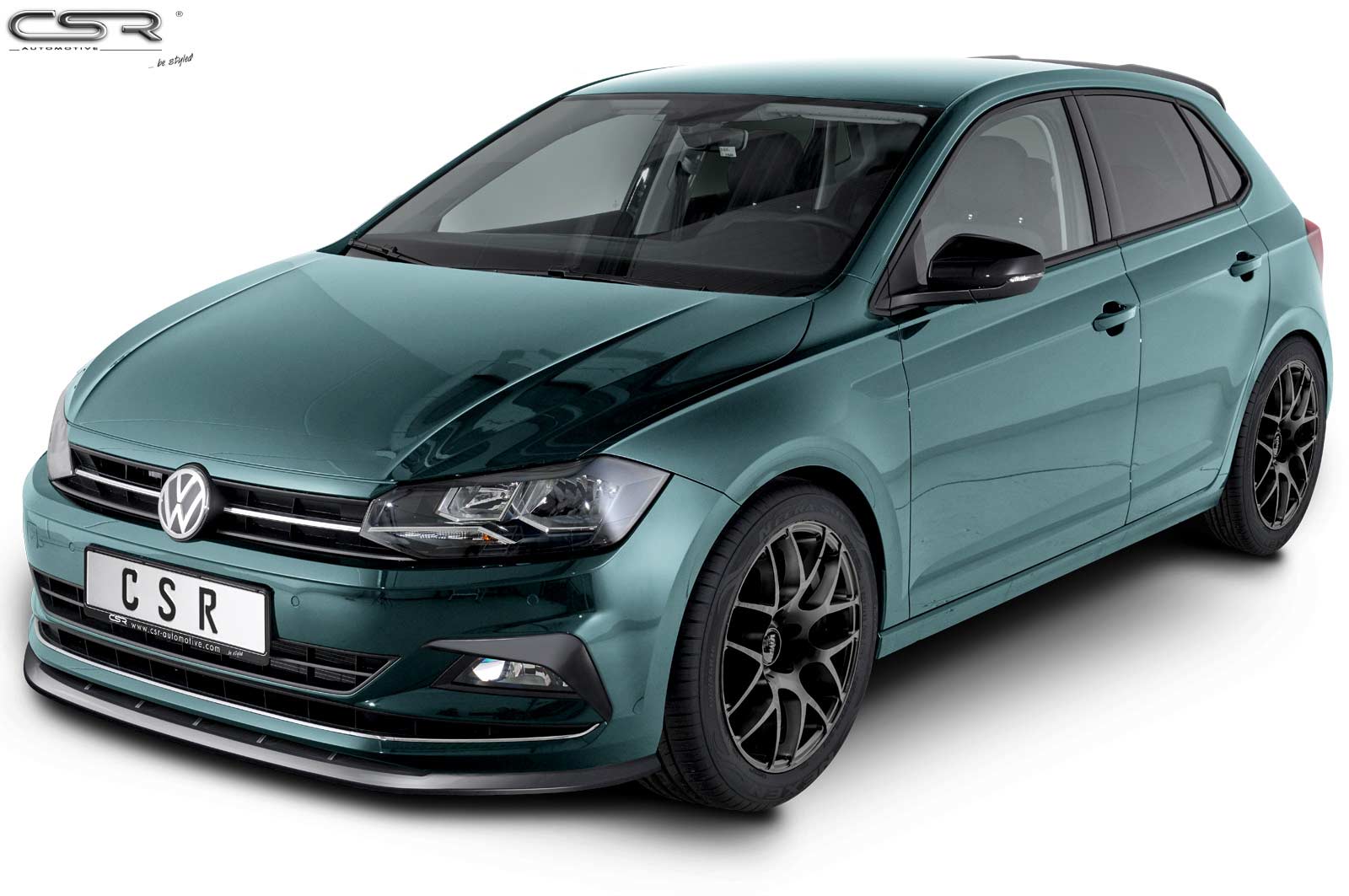 Voorspoiler passend voor VW Polo VI 2G (Typ AW) Glans Zwart – 09/2017–03/2021