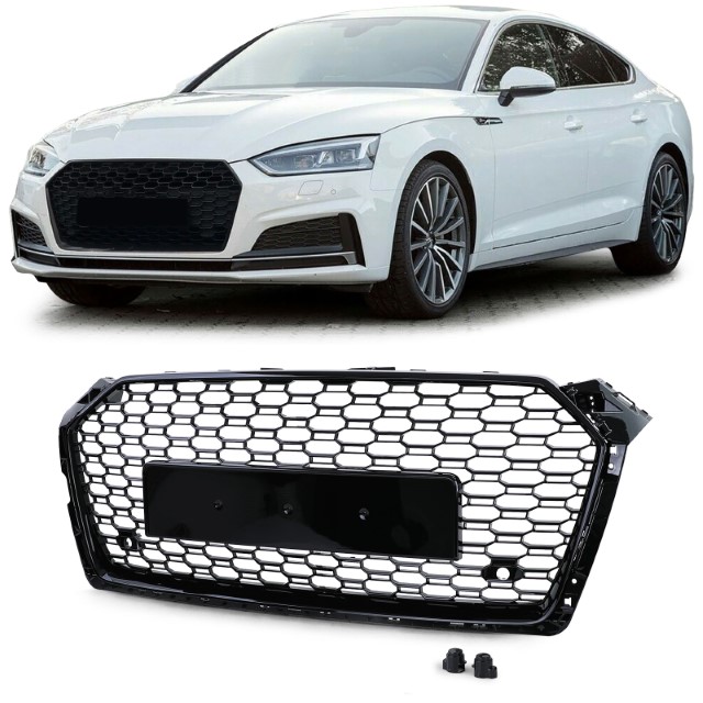 Grill passend voor Audi A5 F5 16-19 RS5 Look Glans Zwart