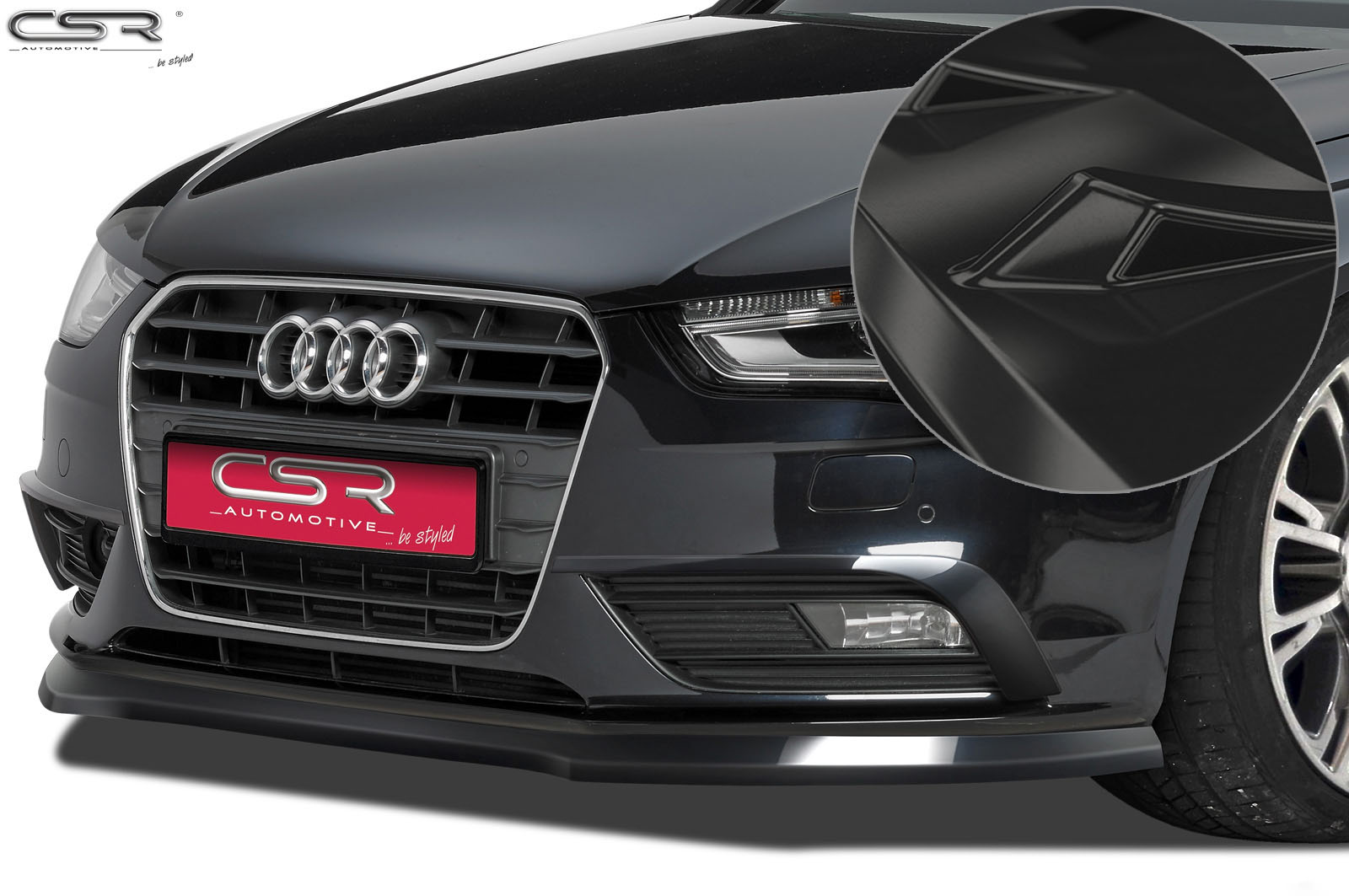 Voorspoiler passend voor Audi A4 B8 Glans Zwart – 11/2011–2015