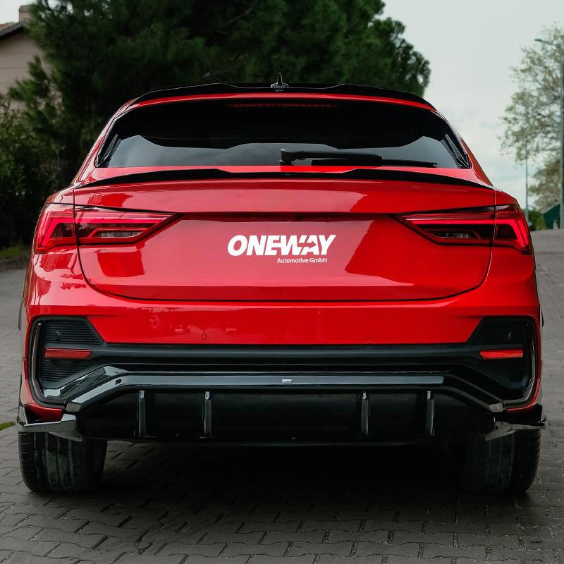 Oneway Achterbumperskirt (Diffuser)  Audi Q3 (F3N) Sportback S-Line 2019-2025 excl. RSQ3 - Glanzend zwart