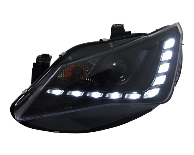 Koplampen passend voor Seat Ibiza 6J 12-15 LED Real-DRL Zwart