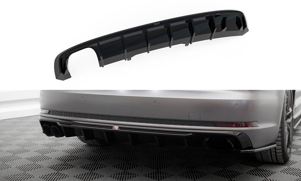 Achter Diffuser passend voor Audi A4 S-line B9 Maxton Glanzend zwart