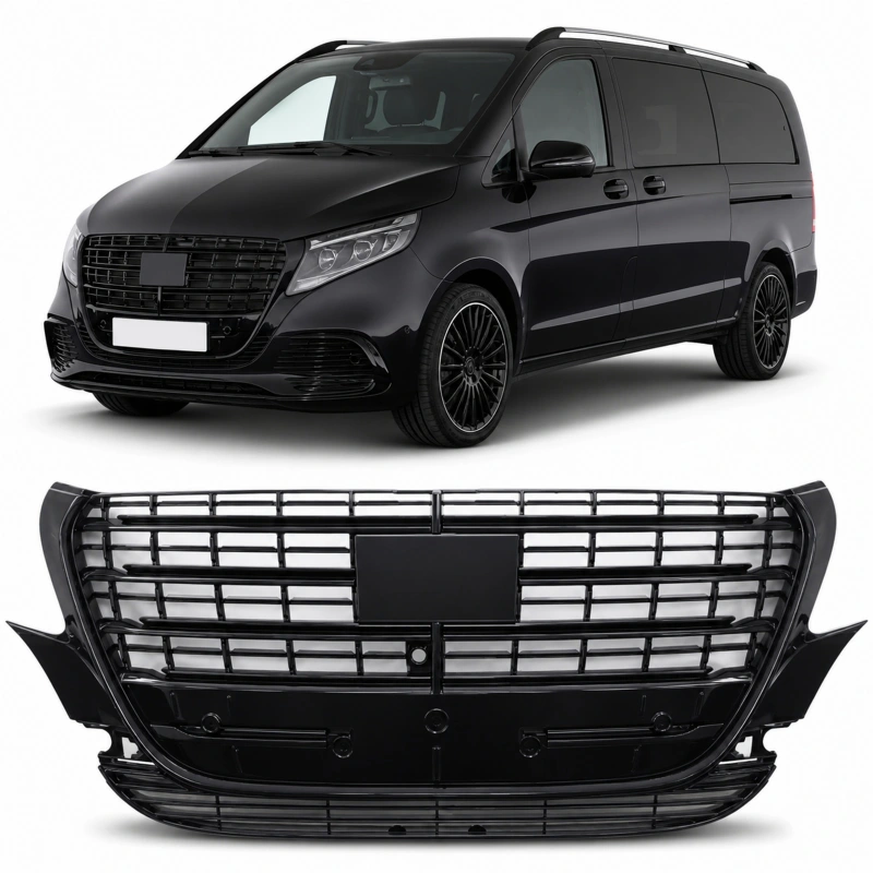 Grill passend voor Mercedes V-Class W447 Facelift (2024-..) GT Look Zwart