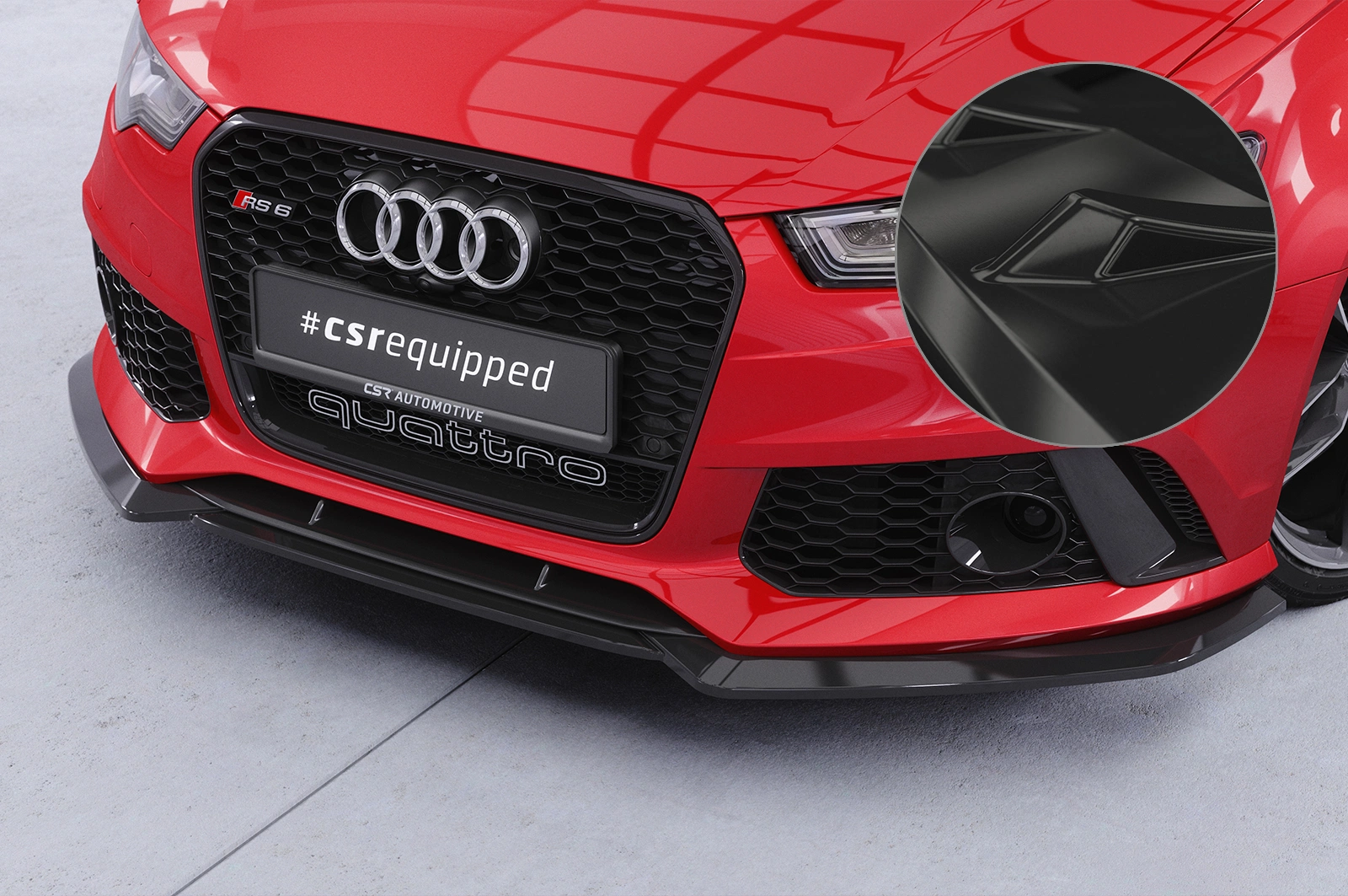 Voorspoiler passend voor Audi RS6 C7 Glans Zwart (2013-2018)