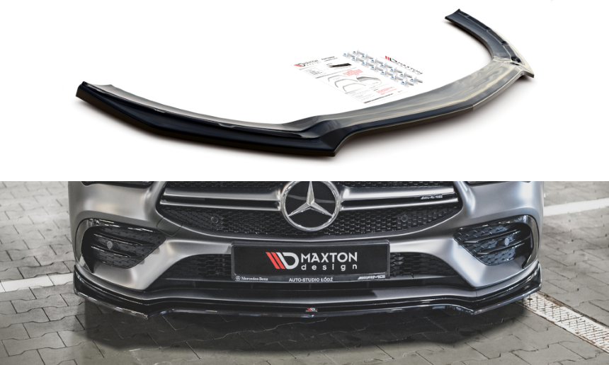 Voorspoiler passend voor Mercedes AMG CLA 35 Aero Maxton Design glans zwart