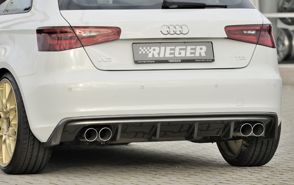 Achterbumper Diffuser passend voor Audi A3 8V 12-16 Rieger Carbon Look Duplex