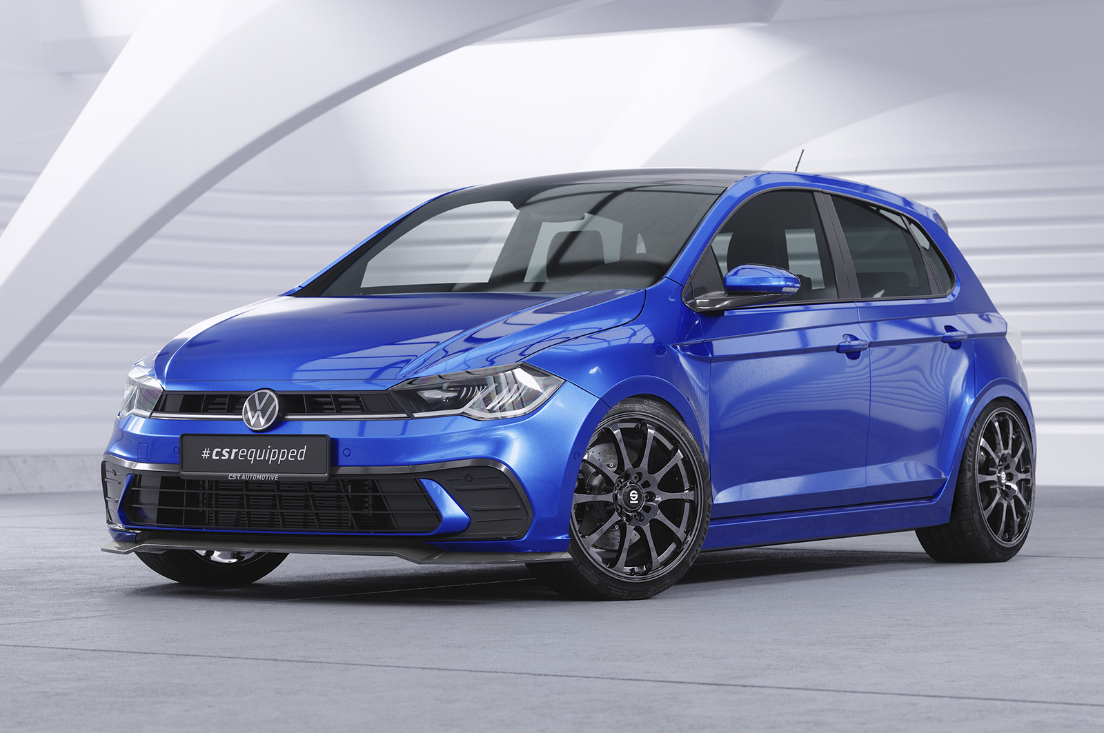 Voorspoiler passend voor Volkswagen Polo AW 2G FL CSR Glans Zwart