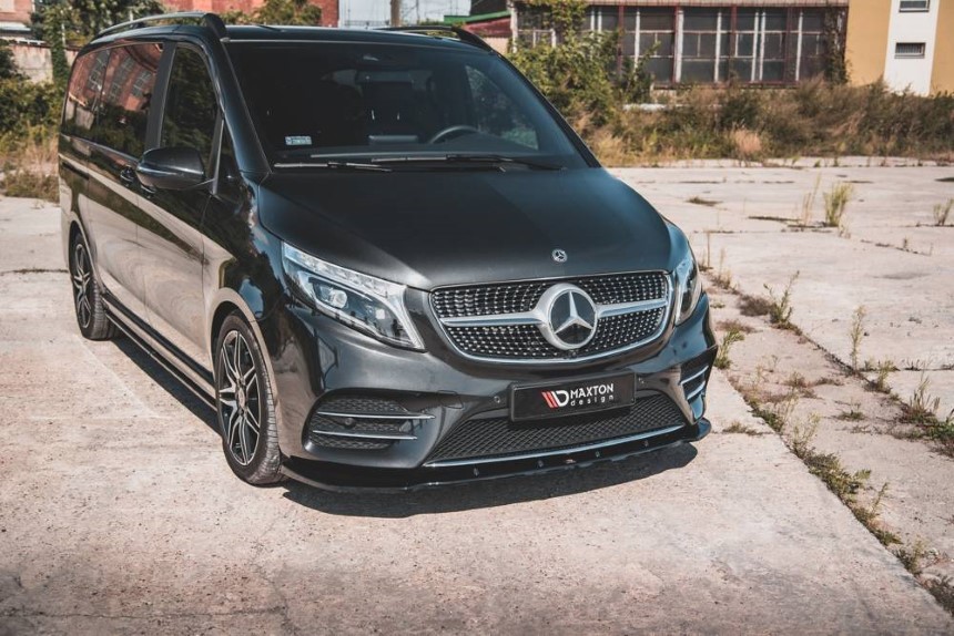 Voorspoiler passend voor Mercedes V-Klasse W447 AMG-Line Maxton Design glans zwart v.2