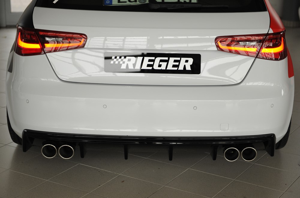 Achterbumper Diffuser passend voor Audi A3 8V 12-16 Rieger Glans Zwart Duplex
