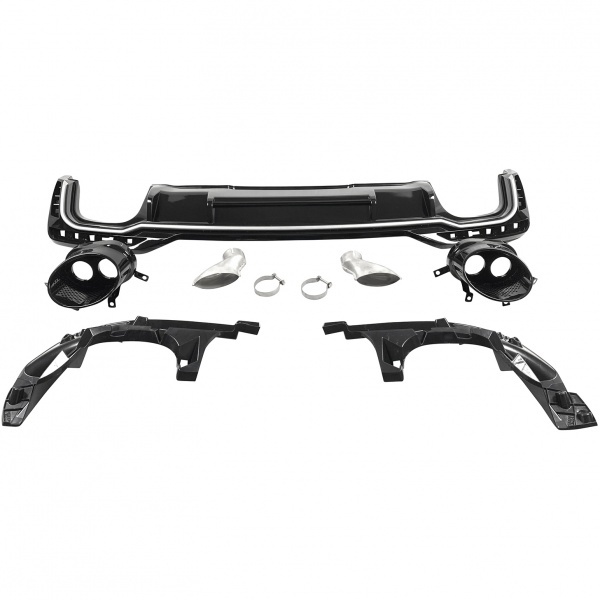 Achterbumper Diffuser passend voor Audi A4 B9 19- Glans Zwart RS Look S-Line